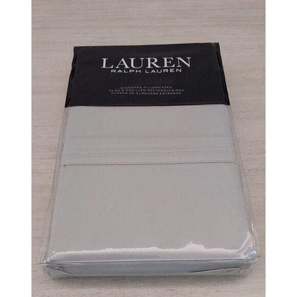 Ralph Lauren SPENCER SOLID SATEEN Green SAGE Cotton Two 2 Standard Pillowcases - Picture 5 of 9